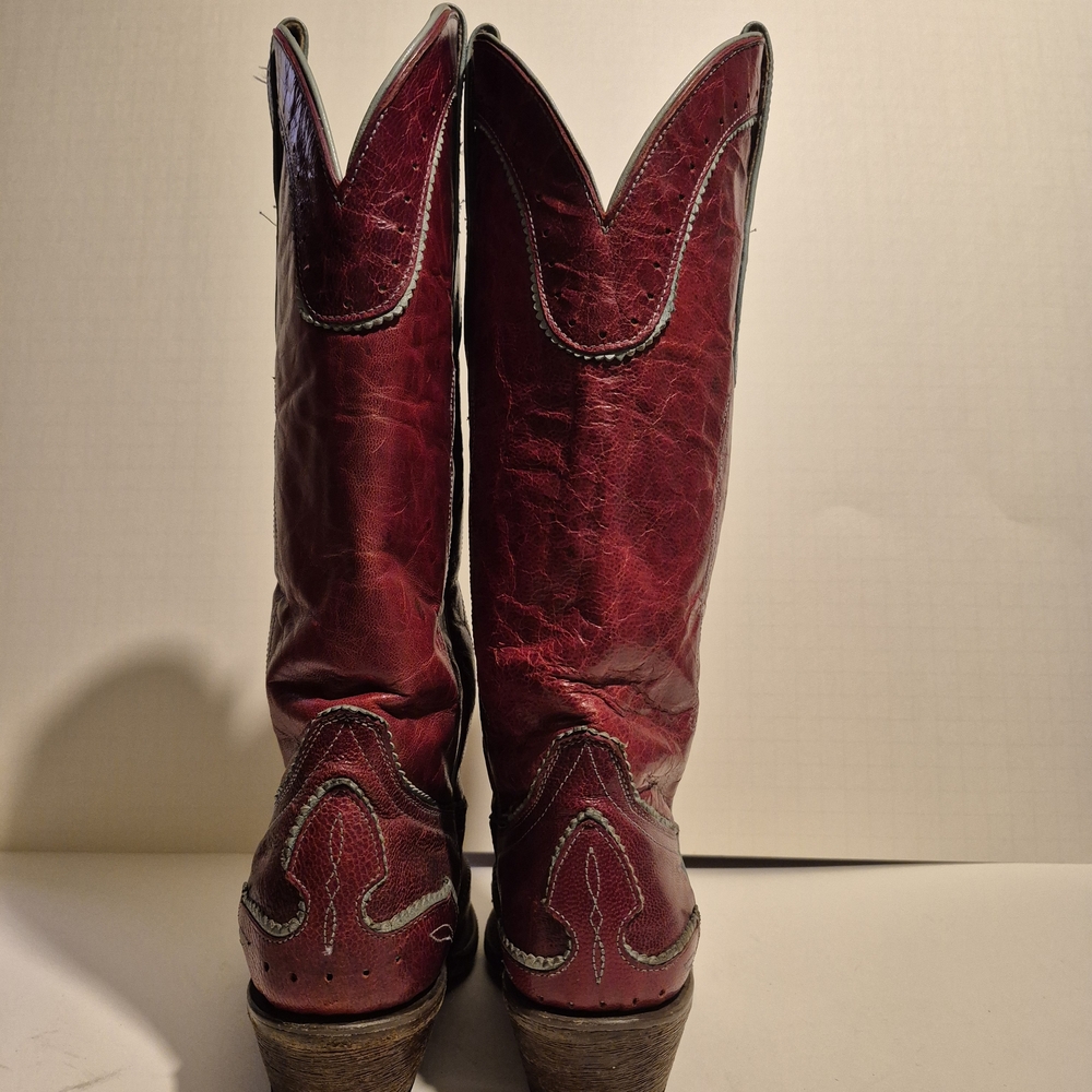 Red and Teal Western Cowboy Boots - Picture 3 of 5